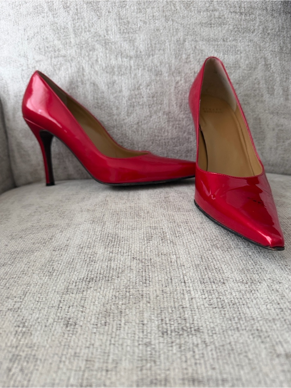 Stuart Weitzman Red Patent Pointed-Toe Heels